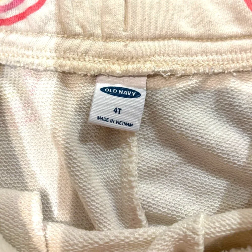 Old Navy toddler girl rainbow‎ print terry pull on drawstring shorts sz 4T
